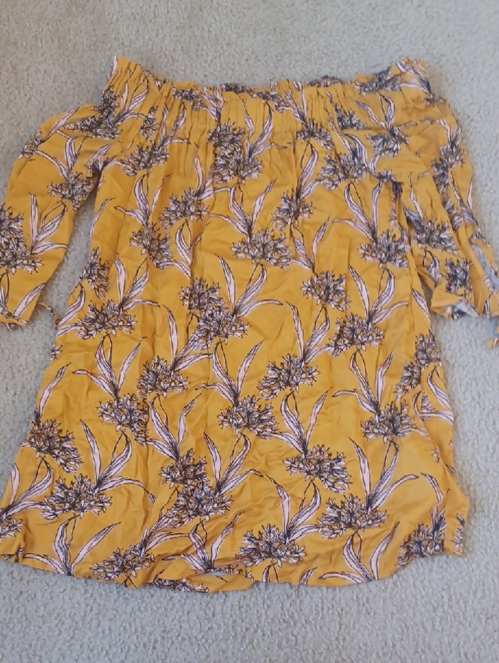 MINKPINK Girls' Yellow Floral Off-Shoulder Dress